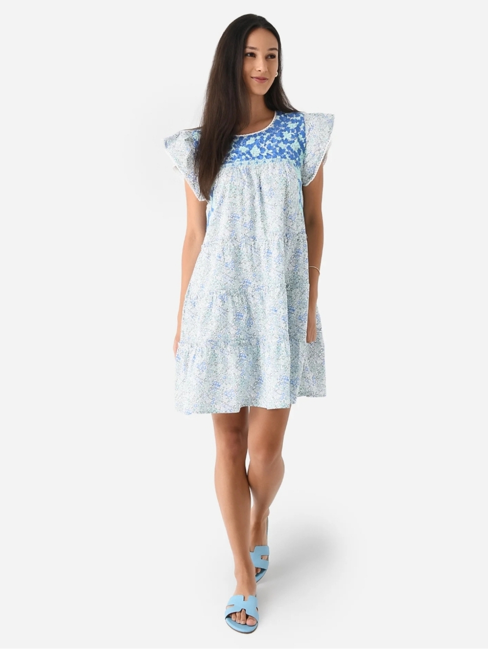 J. MARIE Women's The Meadows Dress Embroidered Ruffle Xs